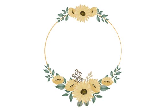 Circle Frame with Sunflower Bouquet: A Versatile and Charming Illustration
