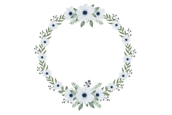 Circle Frame with White Flower Border