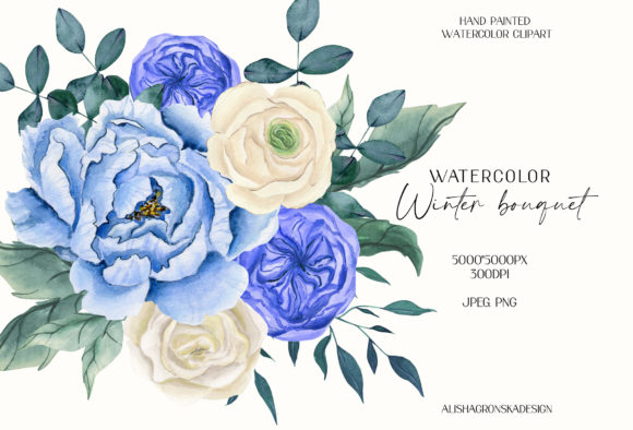 Enhance Your Creative Projects with Dusty Blue Flowers Watercolor Clipart