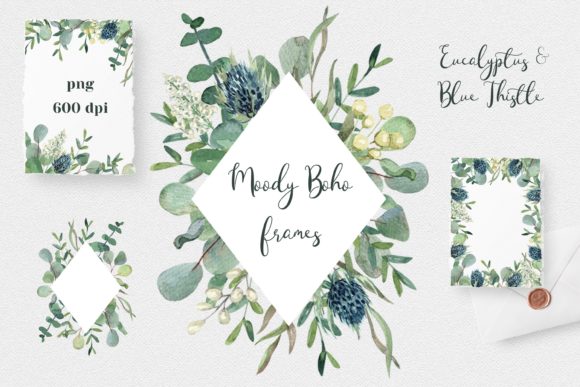 Eucalyptus Thistle Watercolor Frame: A Versatile and Elegant Design Solution