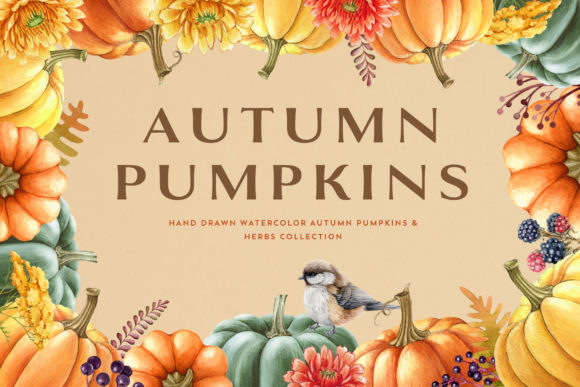 Explore the Charm of Autumn Pumpkins Watercolor Set