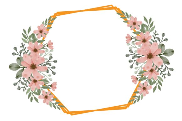 Geometric Frame with Peach Bouquet