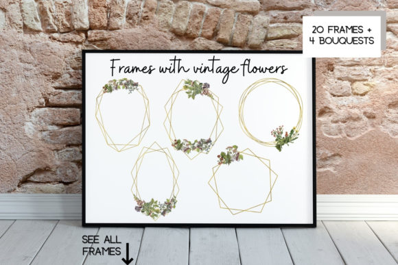 Geometric Frames Vintage Flowers: A Perfect Blend of Style and Elegance