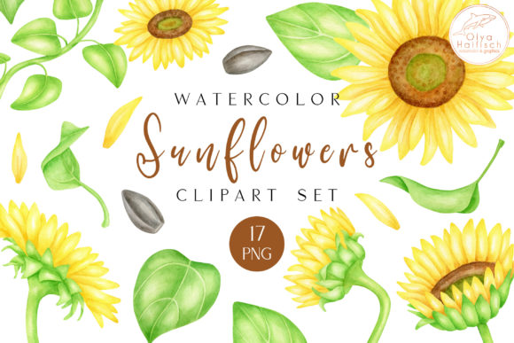 Integrating Sunflower PNG Watercolor Clipart Set into Your Creative Workflow