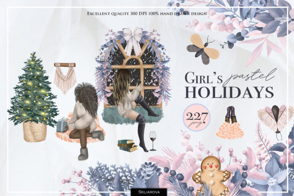 Pastel Christmas Graphics for Creative Projects