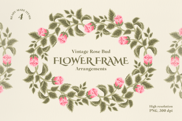 Vintage Rose Bud Frames for Elegant Designs