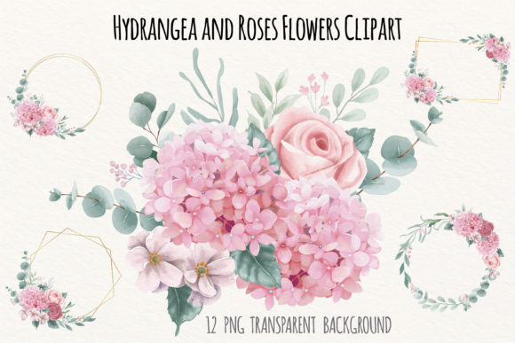 Watercolor Hydrangea and Roses Flowers: A Versatile Tool for Creative Projects